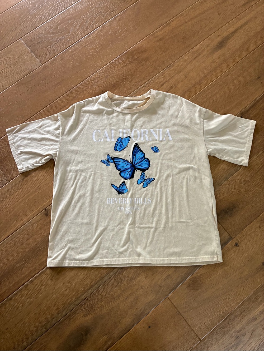 Beige California Butterfly Oversized Graphic Tee